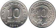 coin Indonesia 10 rupiah 1971