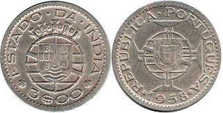 coin Portuguese India 3 escudos 1958