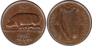 coin Ireland 1/2 penny 1928