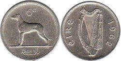 coin Ireland 6 pence 1962