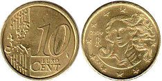 moneta Włochy 10 euro cent 2009
