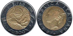 monnaie Italie 500 lire 1998