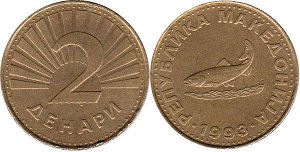 coin Macedonia 2 denari 1993