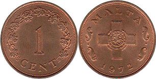 coin Malta 1 cent 1972