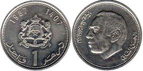 coin Morocco 1 dirham 1987
