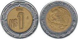 coin Mexico 1 peso 1992