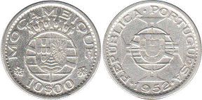 coin Mozambique 10 escudos 1952