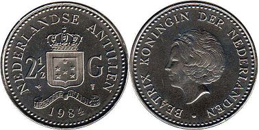 coin Netherlands Antilles 2.5 gulden 1984