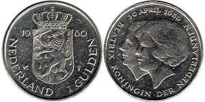 coin Netherlands 1 gulden 1980