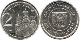 coin Yugoslavia 2 dinara 2002