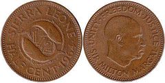 coin Sierra Leone 1/2 cent 1964