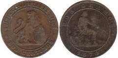 moneda España 2 centimos 1870