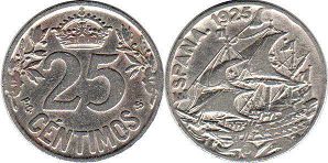 coin Spain 25 centimos 1925
