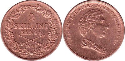 mynt Sverige 2 skilling 1842