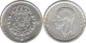 mynt Sverige 1 krona 1948