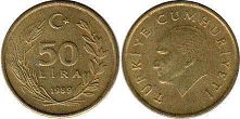 moneda Turkey 50 lira 1989