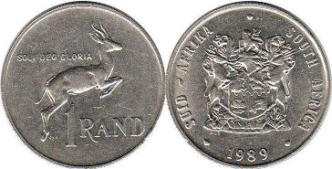 coin South Africa 1 rand 1989
