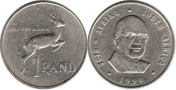 coin South Africa 1 rand 1990