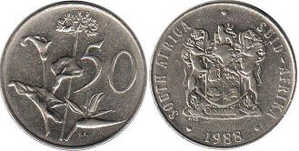 coin South Africa 50 cents 1988