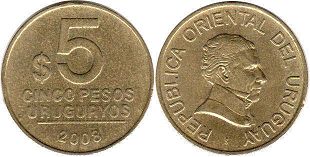 moneda Uruguay 5 pesos 2003