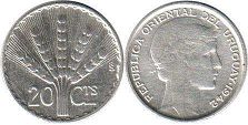 moneda Uruguay 20 centésimos 1942