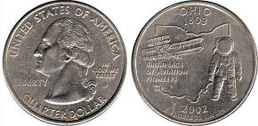 moneda Estados Unidos 1/4 dólar 2002 Ohio