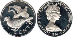 coin Virgin Islands 5 cents 1974