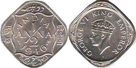 British India coins catalog with images and values, currency prices and  photo, Indian old coins