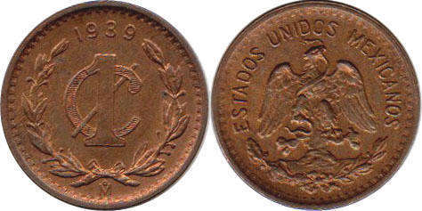 Mexican coin 1 centavo 1939 (1905-1949)