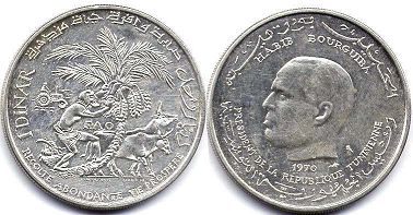 coin Tunisia Tunisia 1 dinar 1970