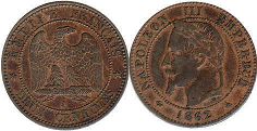moneda Francia 2 céntimos 1862