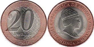coin Angola 20 kwanzas 1582 1663 RAINHA NJINGA A MBANDE
