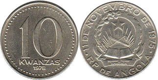 coin Angola 10 kwanzas 1978