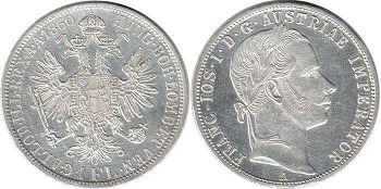 coin Austrian Empire 1 florin 1859