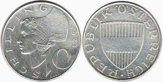 coin Austria 10 schilling 1973