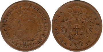 coin Portugal Azores 10 reis 1843