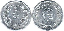 coin Burma 5 pyas 1966