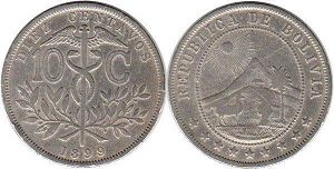 coin Bolivia 10 centavos 1899