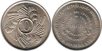 piece Burundi 10 francs