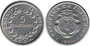 moneda Costa Rica 5 centimos 1958
