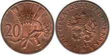 mince Czechoslovakia 20 haleru 1948