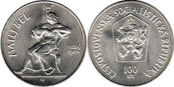mince Czechoslovakia 100 korun 1984