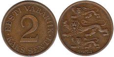 coin Estonia 2 senti 1934