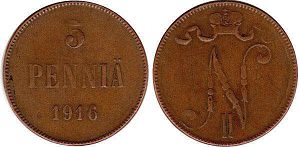 mynt Finland 5 pennia 1916