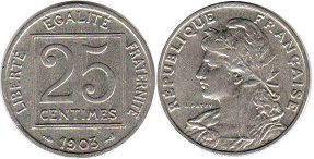piece France 25 centimes 1903