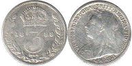monnaie UK vieille 3 pence 1898