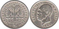 piece Haiti 5 centimes 1906