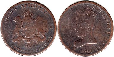 piece Haiti 6 1/4 centimes 1850