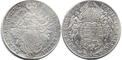 coin Hungary 1/2 taler 1782