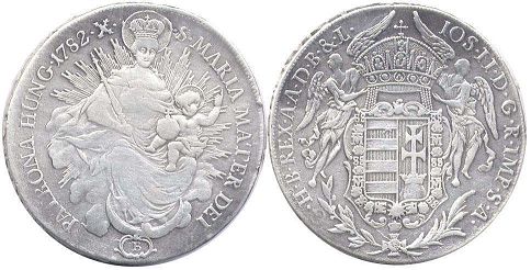 coin Hungary 1 taler 1782